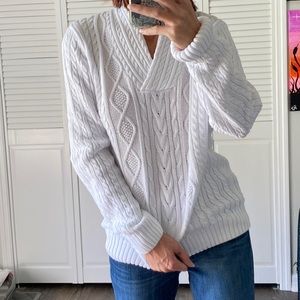 Jeanne Pierre White Cable Knit Sweater